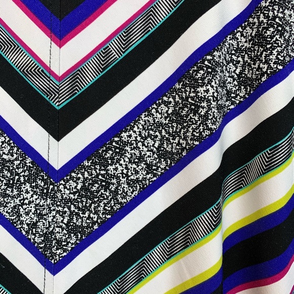 Joan Vass Striped Chevron Long Sleeve Tunic Shark Bite Hem Oversized Small Boho - Picture 3 of 6